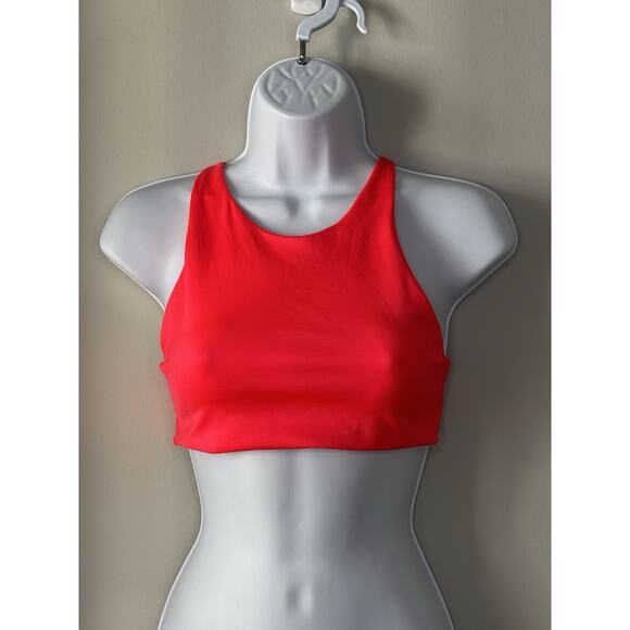 Left On Friday Hi Dive Bikini Swim Top M Neon Red Rescue High Coverage Resort - Picture 2 of 10